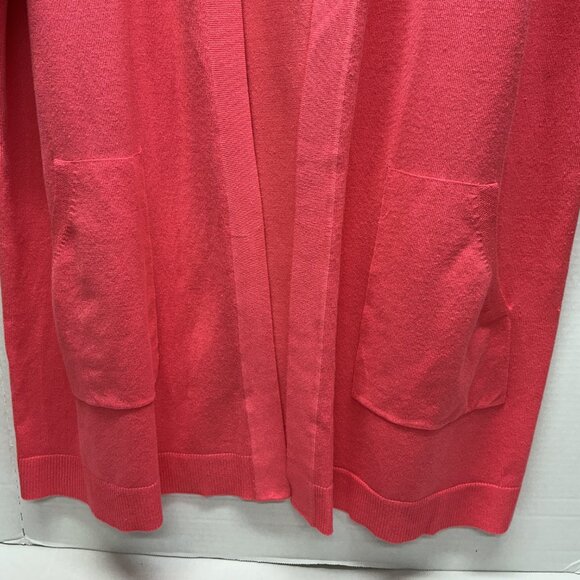 Long Cardigan with Pockets Belle by Kim Gravel Feather Knit $64 QVC -CORAL - Picture 4 of 13